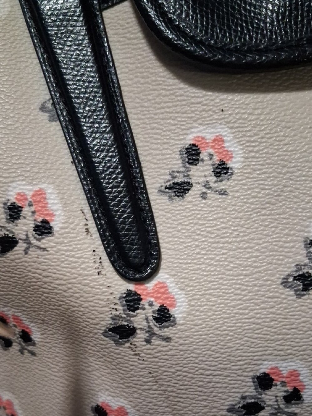 COACH Floral Print Tote Bag in Beige with Black Trim - Picture 7 of 14